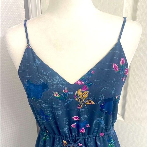 Babaton (Aritizia) Casimir Blue Grey  Floral Mini Dress Size XS Spaghetti Straps - Picture 2 of 11